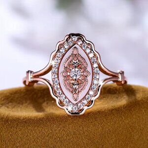 14k Rose Gold Diamond Ring Band